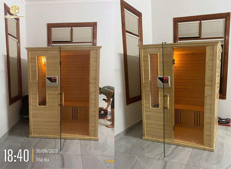 Bàn giao phòng xông hơi khố gia đình 1.5m x 1.3m tại Bình Dương