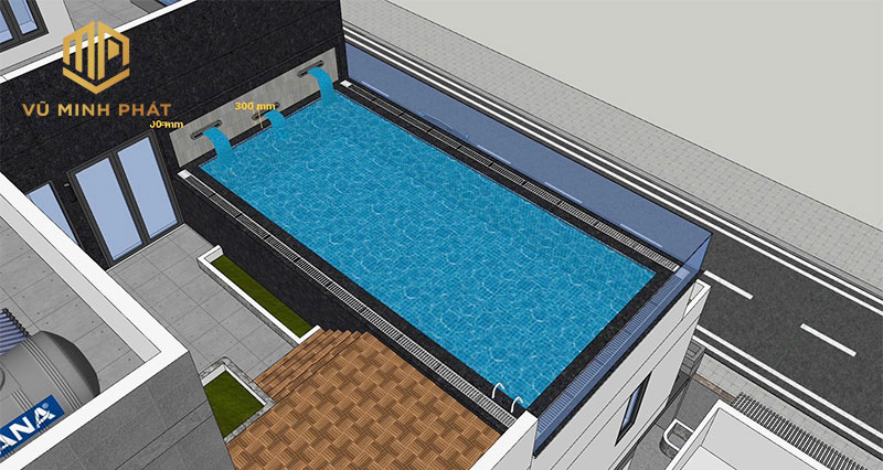 Hồ bơi được thiết kế trên sân thượng