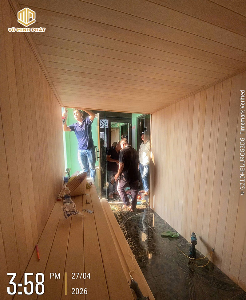 Quá trình thi công phòng xông hơi tại nhà Anh Tín, Quận 10