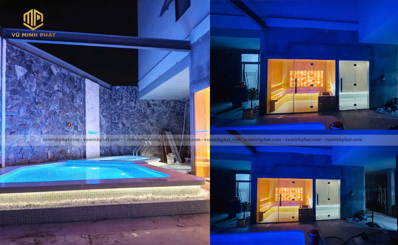 Tổ hợp phòng xông hơi, bể sục Jacuzzi, bể ngâm lạnh sân Pickleball tại Thủ Đức