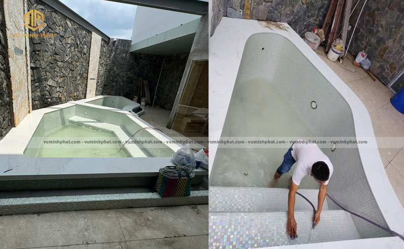 Vệ sinh bể, bơm nước chuẩn bị test