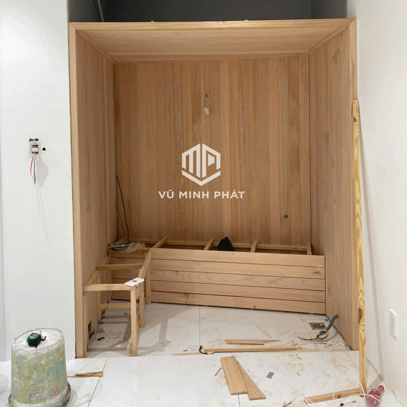 Lắp đặt phòng xông hơi gỗ hemlock Canada