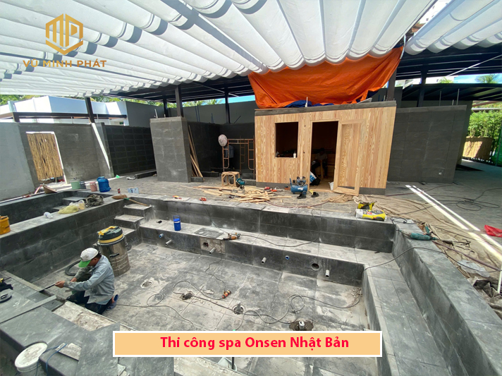 Khu vực tắm onsen kết hợp xông hơi, tắm tráng... do VŨ MINH Phát thực hiện tại Melia Hồ Tràm