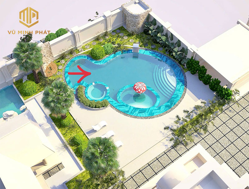 Mẫu thiết kế 3D bể bơi nhà a Thái tại Bình Phước